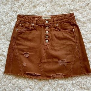 Free People Raw Hem Denim Skirt